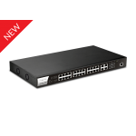 Draytek DSP2280 24-port PoE L2 Managed Gigabit Switch with 4 combo Gigabit SFP/RJ-45 ports, 340 watt PoE power budget, PoE scheduling, 802.1q tag-based VLAN, QoS, IPv4/IPv6 and compliant with switch management of Vigor routers